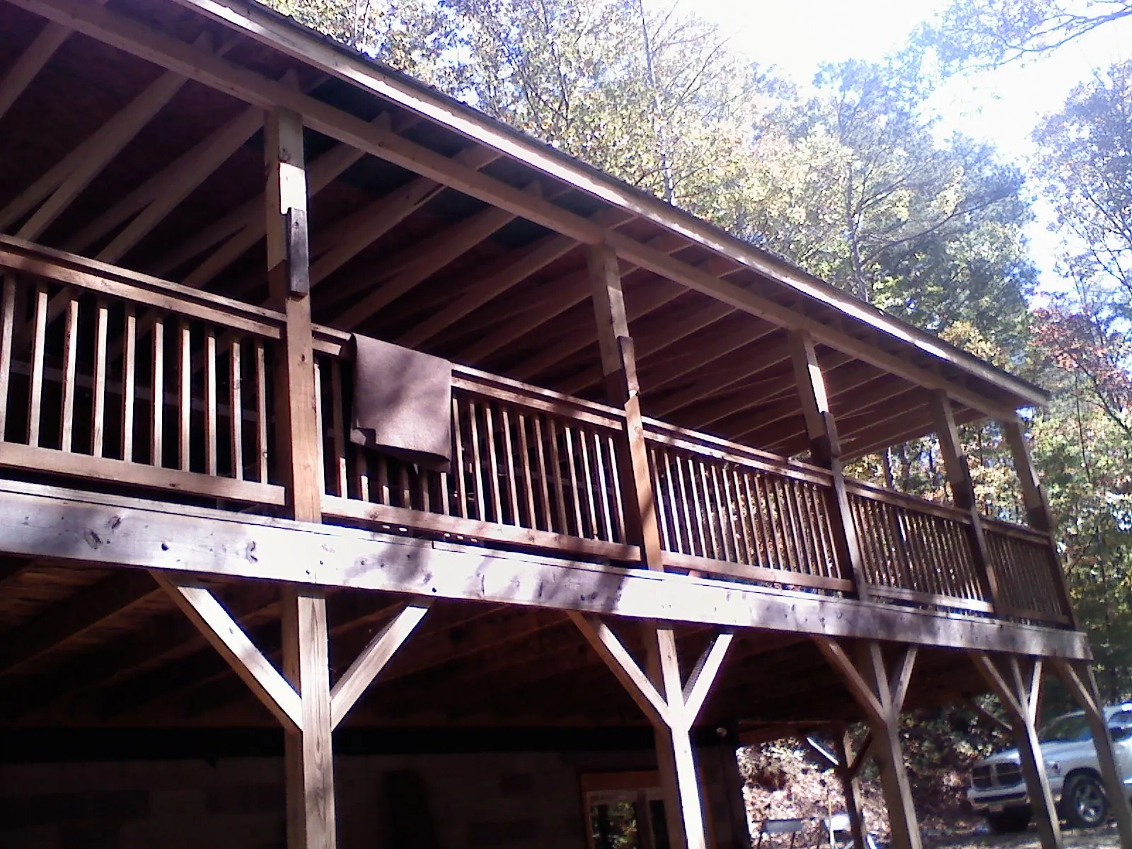 Timber framing under a new elevated porch and deck — Roof Leak Repair in Delafield by Roofing Brothers